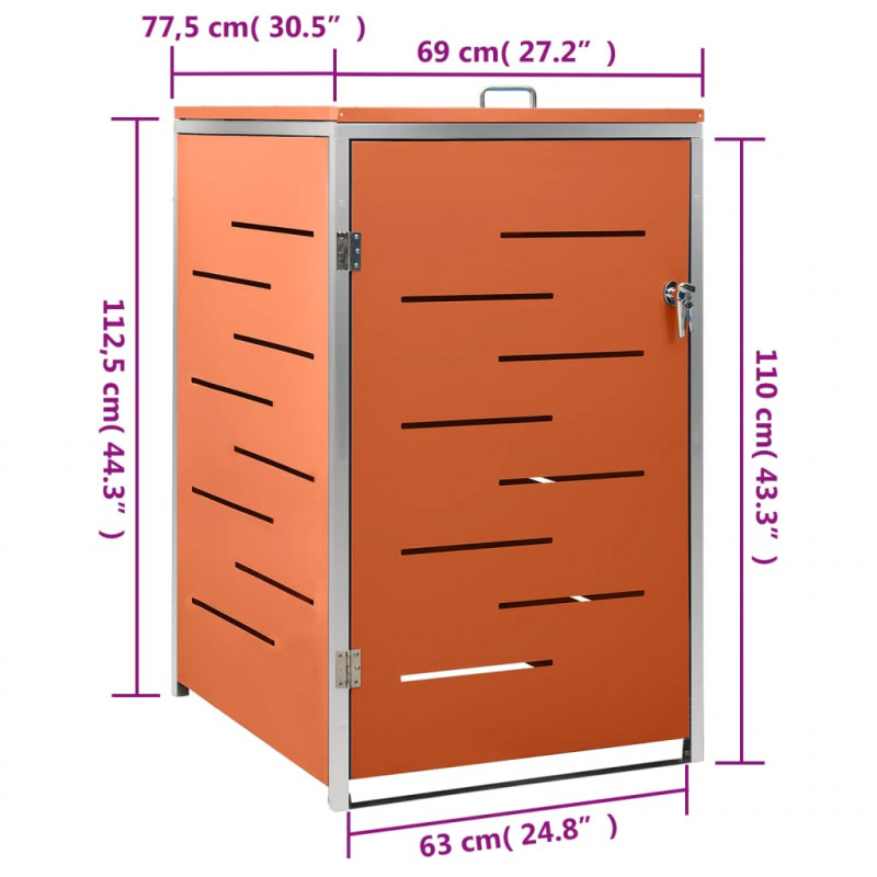 Osłona na 1 kosz na śmieci, 69x77,5x112,5 cm, stal nierdzewna