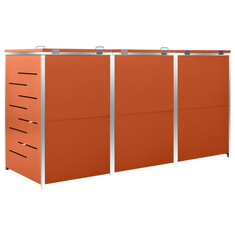 Osłona na 3 kosze na śmieci, 207x77,5x112,5 cm, stal nierdzewna