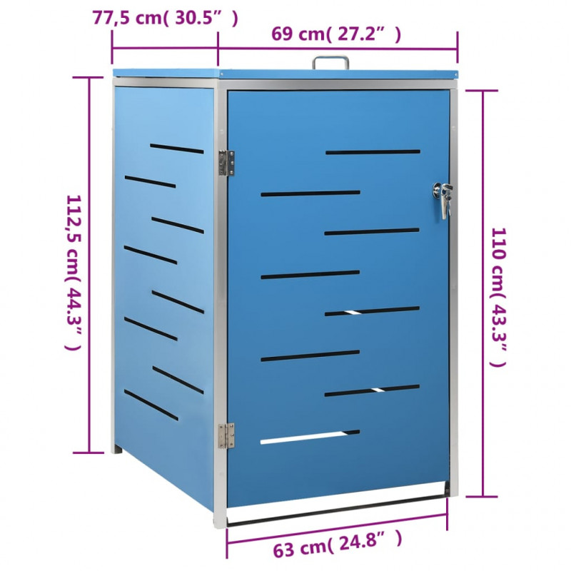 Osłona na 1 kosz na śmieci, 69x77,5x112,5 cm, stal nierdzewna