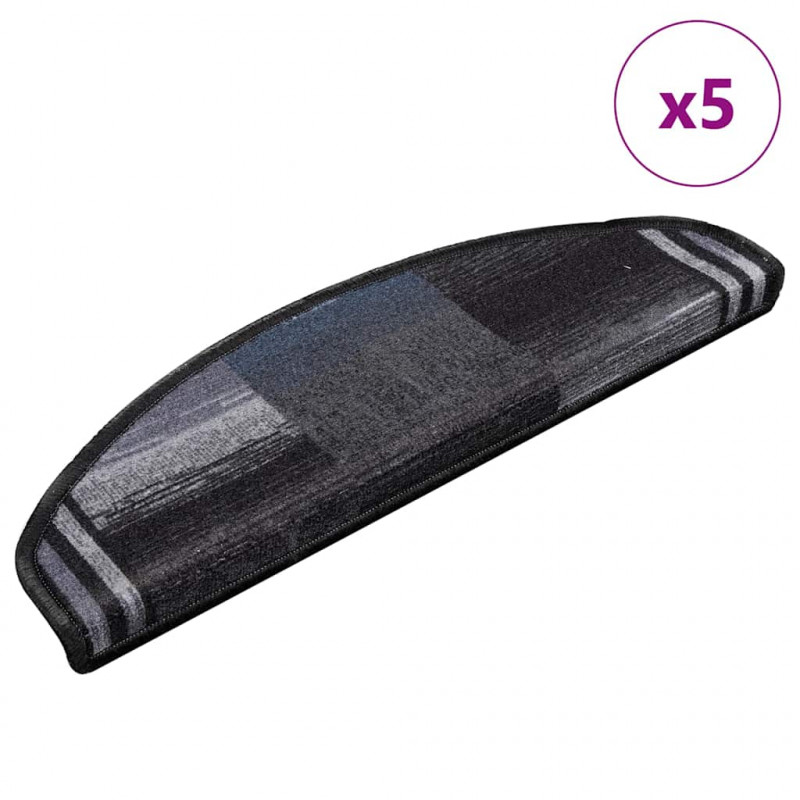 Samoprzylepne nakładki na schody, 5szt., 65x21x4cm czarno-szare