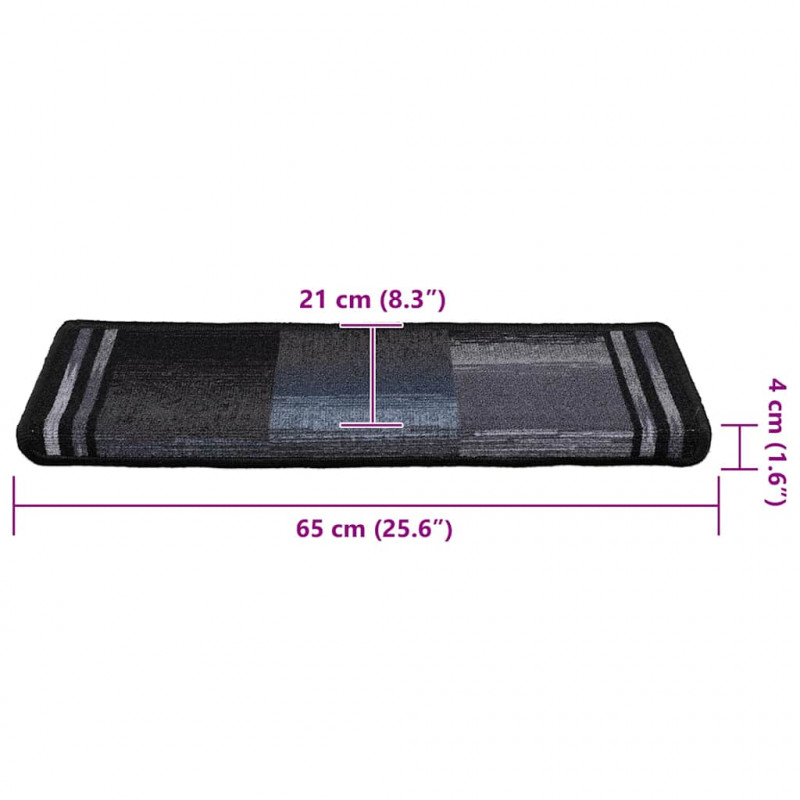 Samoprzylepne nakładki na schody 5 szt., 65x21x4cm czarno-szare