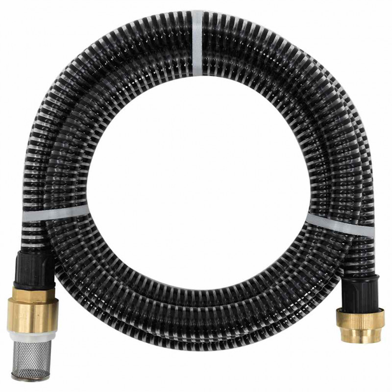 Wąż ssący z mosiężnymi złączami, czarny, 1,1" 3 m, PVC