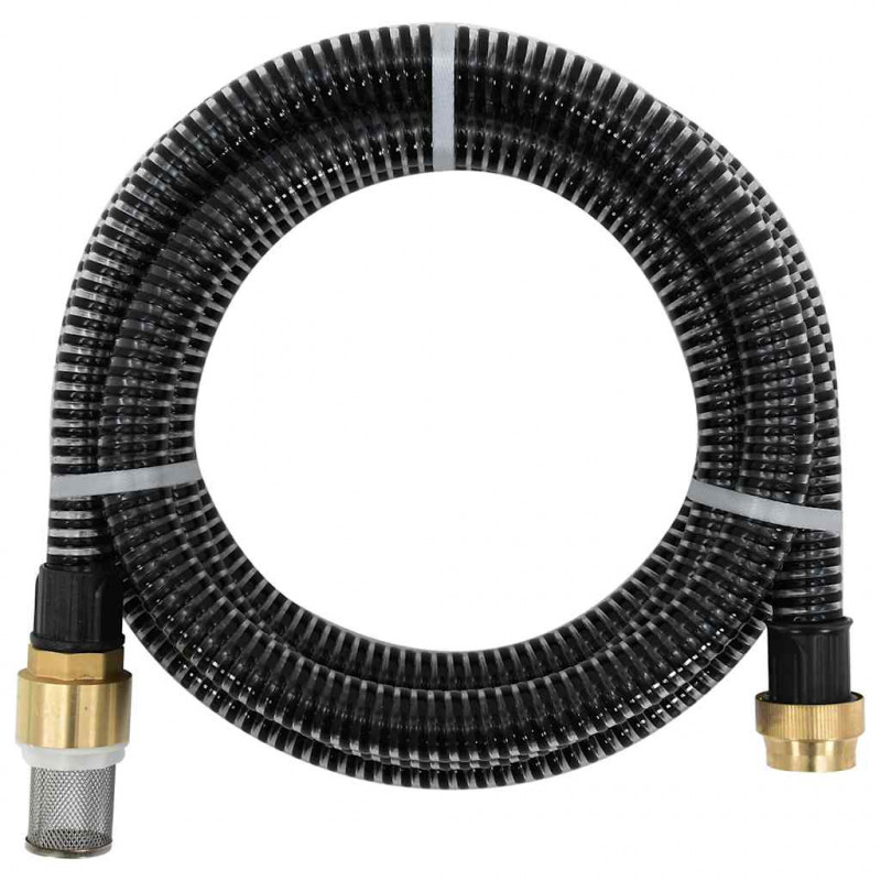 Wąż ssący z mosiężnymi złączami, czarny, 1,1" 25 m, PVC