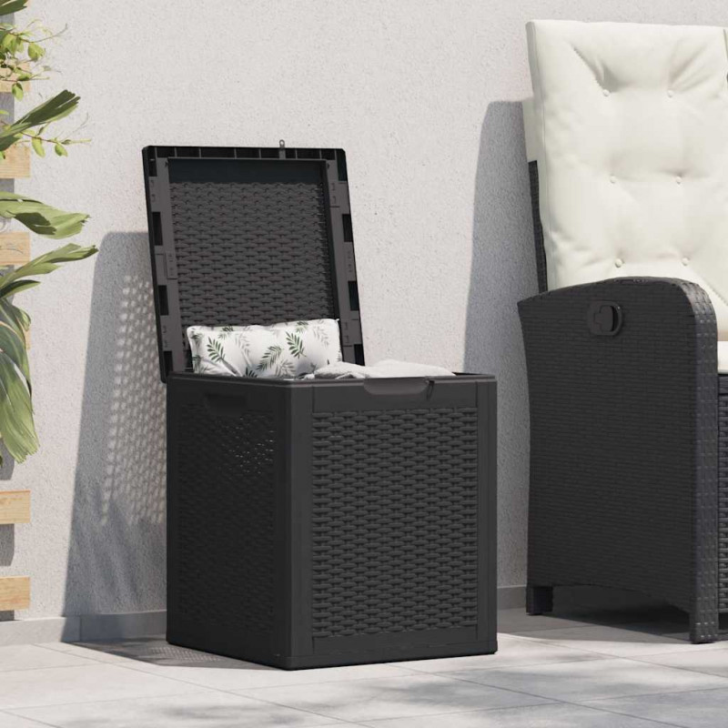 Skrzynia ogrodowa, 90 L, czarna, rattan PP