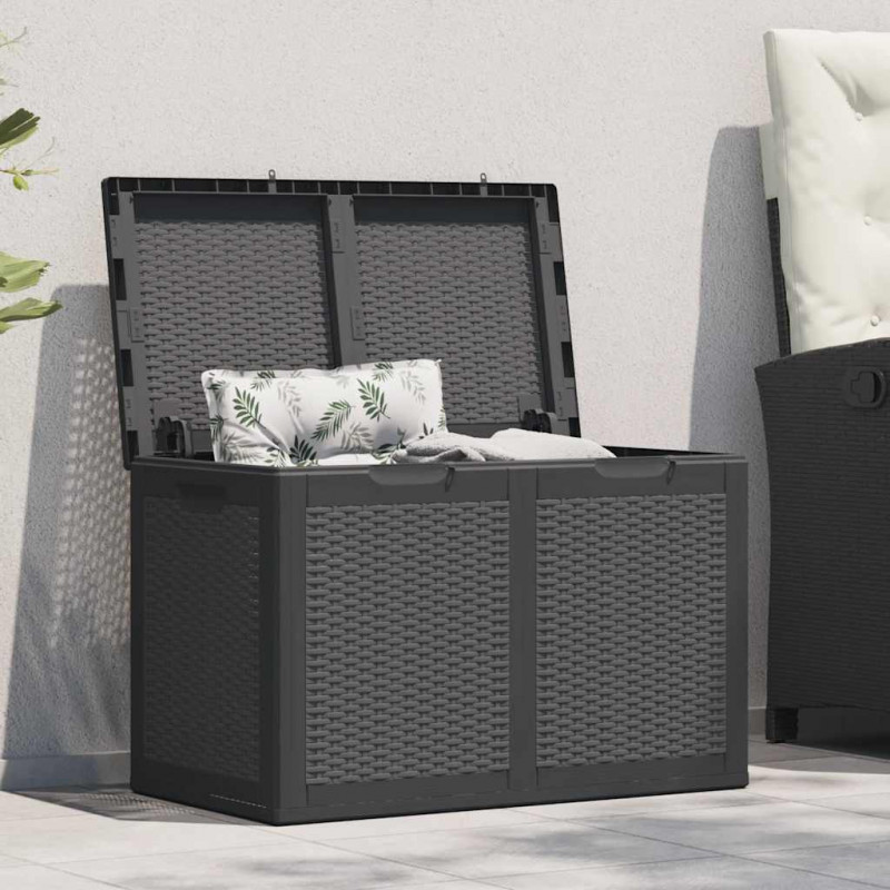 Skrzynia ogrodowa, 180 L, czarna, rattan PP