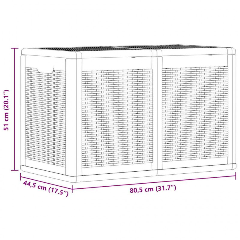Skrzynia ogrodowa, 180 L, czarna, rattan PP