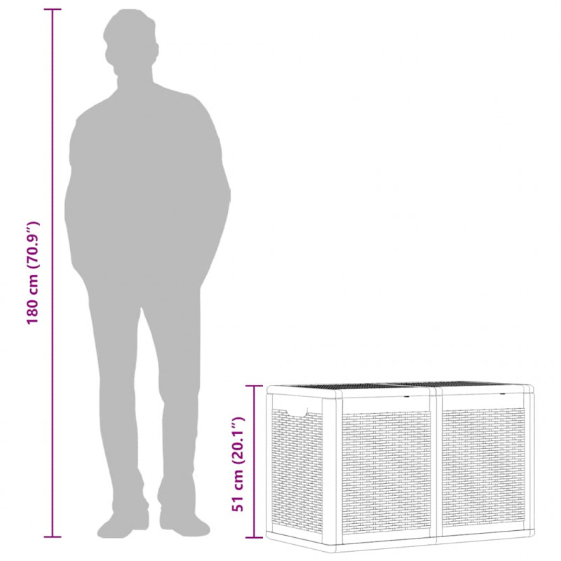Skrzynia ogrodowa, 180 L, czarna, rattan PP