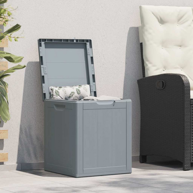 Skrzynia ogrodowa, 90 L, szara, rattan PP