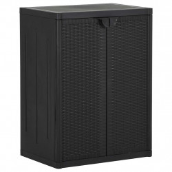 Szafka ogrodowa, czarna, 65x45x88 cm, rattan PP