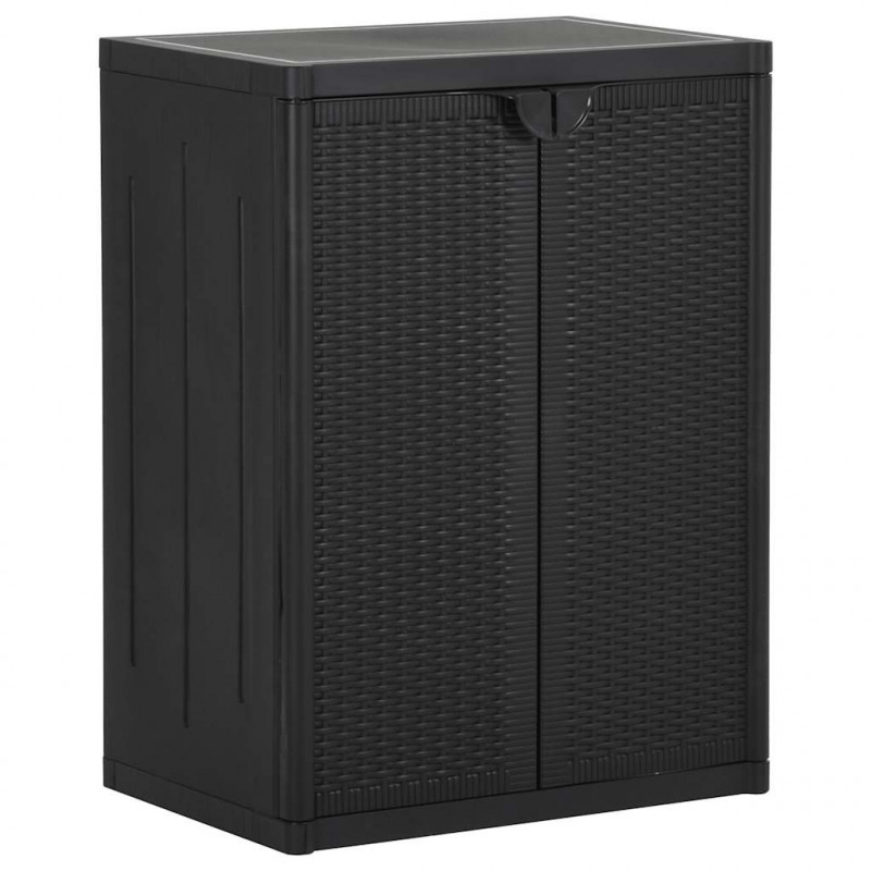 Szafka ogrodowa, czarna, 65x45x88 cm, rattan PP