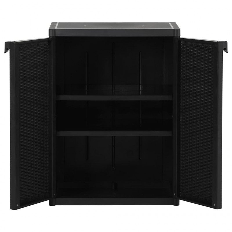 Szafka ogrodowa, czarna, 65x45x88 cm, rattan PP