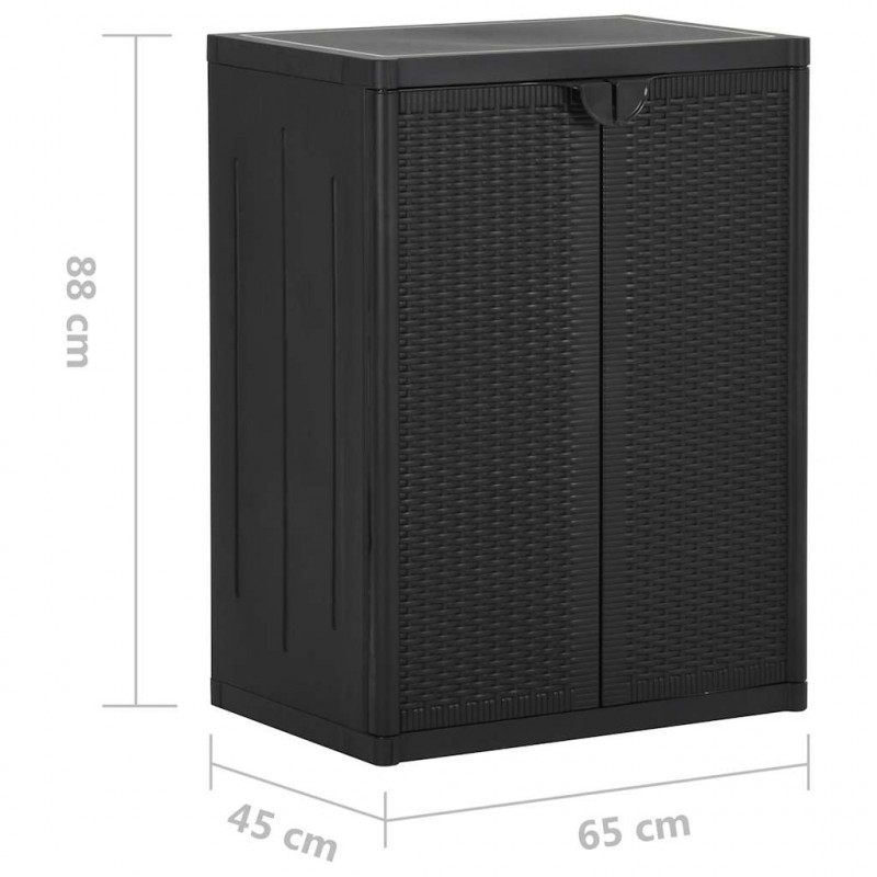 Szafka ogrodowa, czarna, 65x45x88 cm, rattan PP