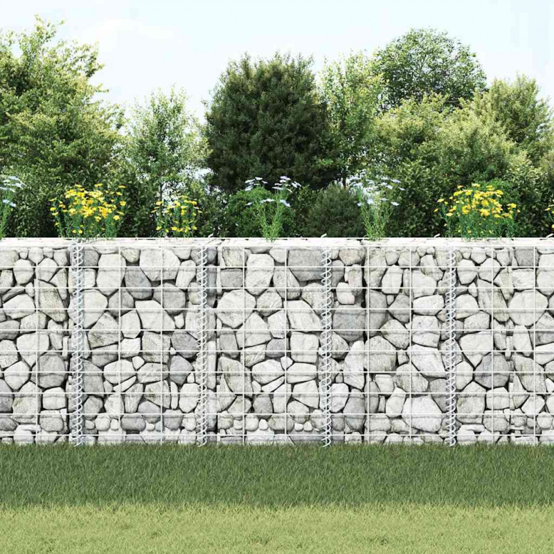 Wysokie donice gabionowe, 3 szt., 30x30x50 cm, żelazo