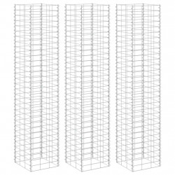 Wysokie donice gabionowe, 3 szt., 30x30x200 cm, żelazo