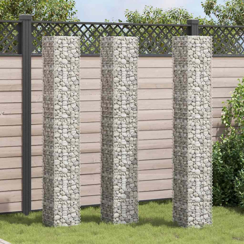 Wysokie donice gabionowe, 3 szt., 30x30x200 cm, żelazo