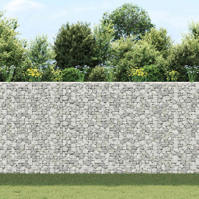 Wysokie donice gabionowe, 3 szt., 30x30x200 cm, żelazo