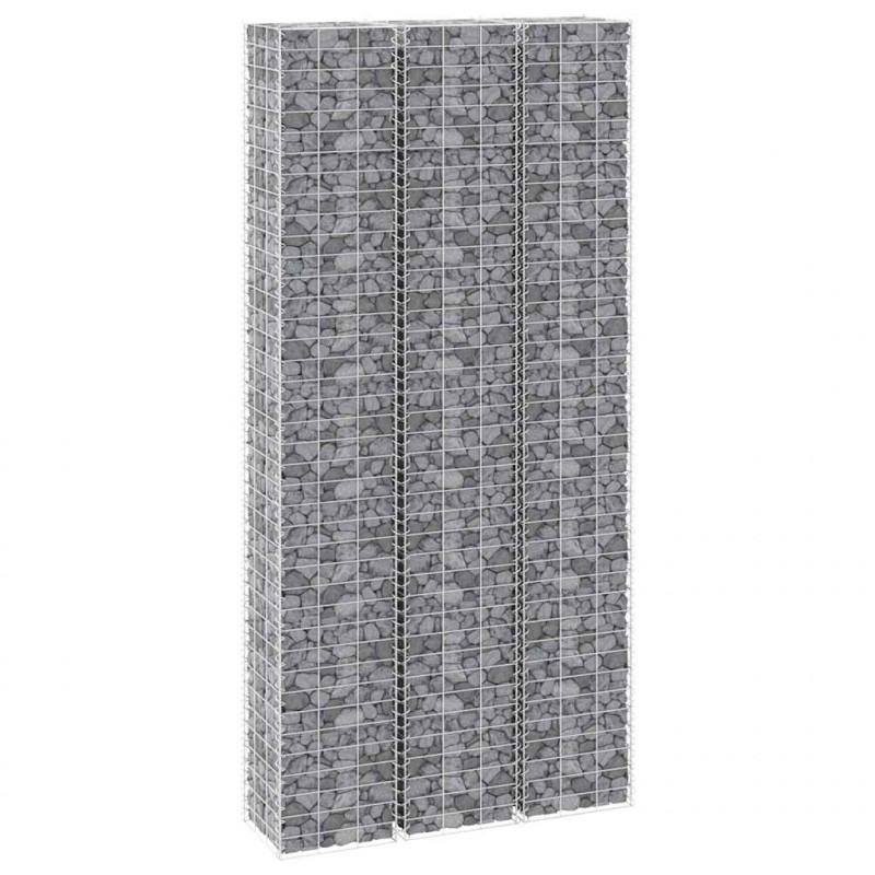 Wysokie donice gabionowe, 3 szt., 30x30x200 cm, żelazo