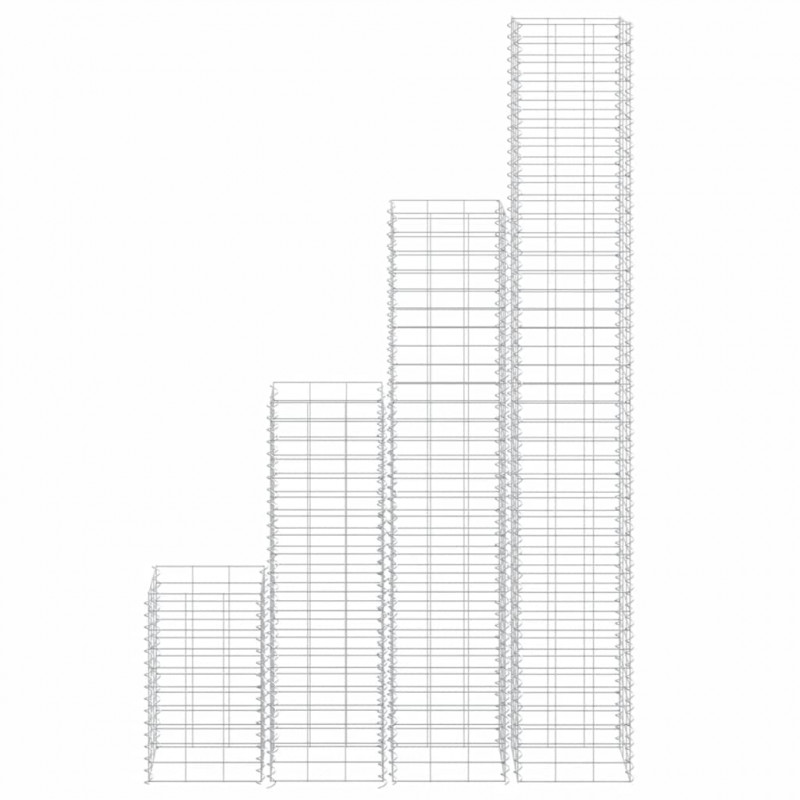 Wysokie donice gabionowe, 4 szt., 30x30x50/100/150/200 cm