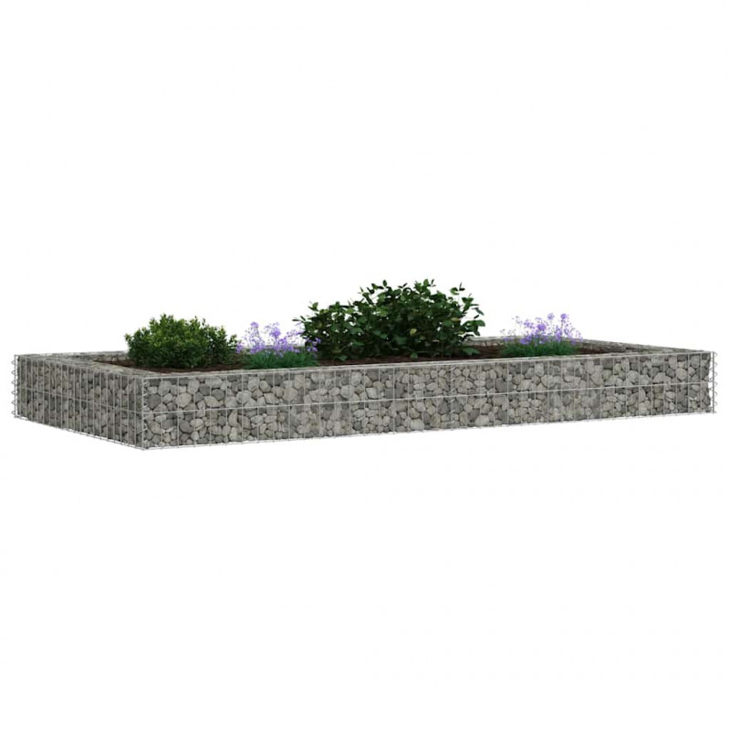 Podwyższona donica gabionowa, galwanizowana stal, 200x100x20 cm