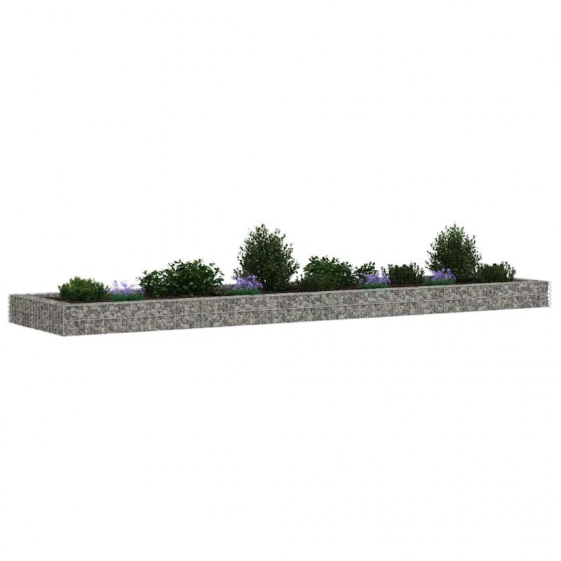 Podwyższona donica gabionowa, galwanizowana stal, 400x100x20 cm