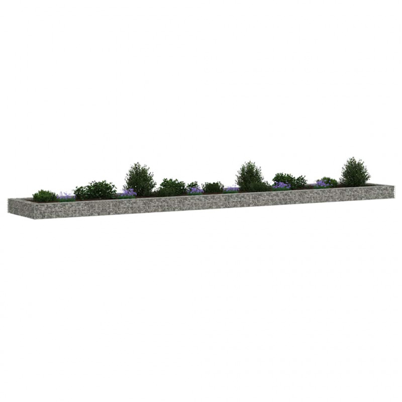 Podwyższona donica gabionowa, galwanizowana stal, 600x100x20 cm