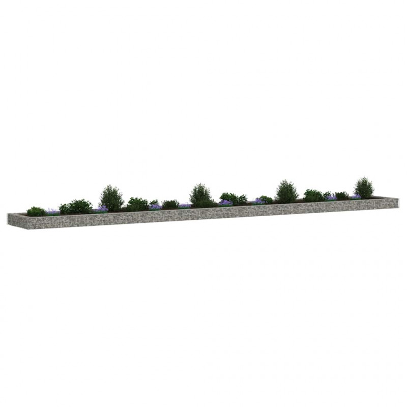 Podwyższona donica gabionowa, galwanizowana stal, 800x100x20 cm