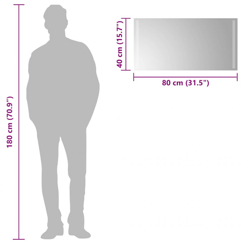 Lustro łazienkowe z LED, 80x40 cm