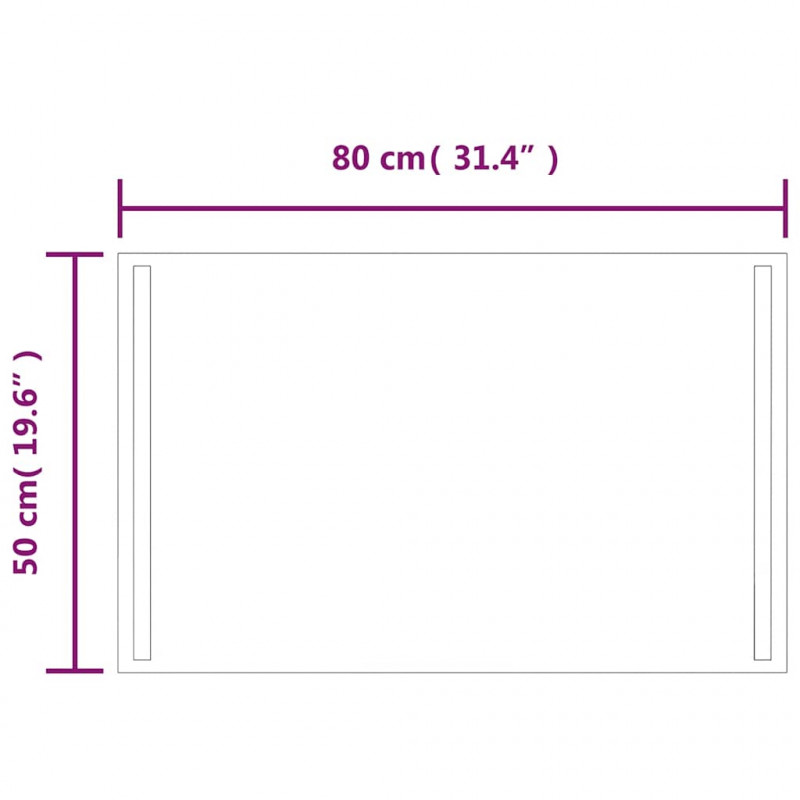 Lustro łazienkowe z LED, 80x50 cm