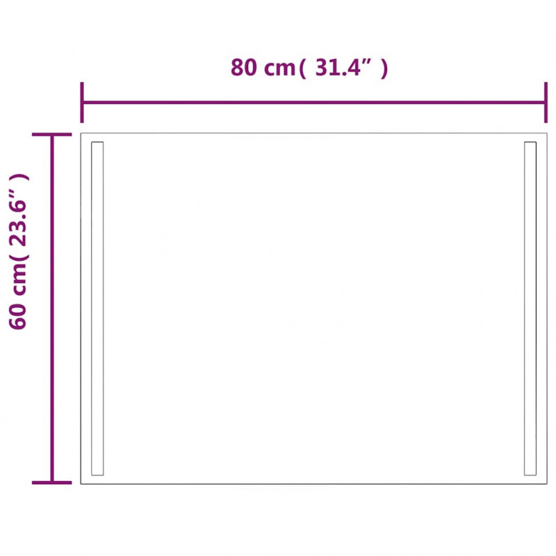 Lustro łazienkowe z LED, 80x60 cm