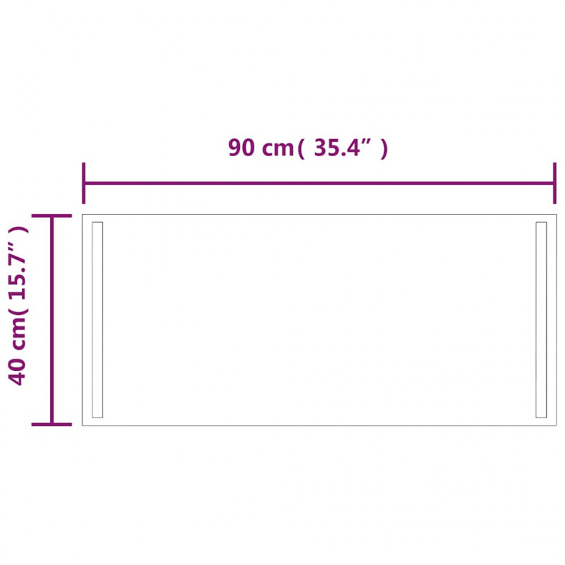 Lustro łazienkowe z LED, 90x40 cm