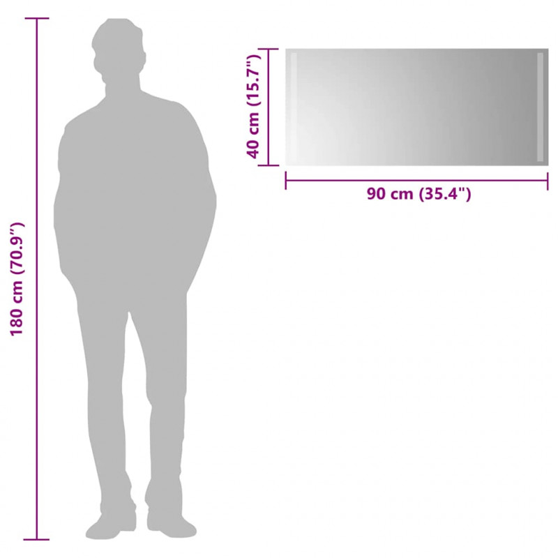 Lustro łazienkowe z LED, 90x40 cm