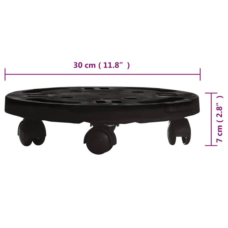 Podstawka pod donicę, z kółkami, średnica 30 cm, czarna, 170 kg
