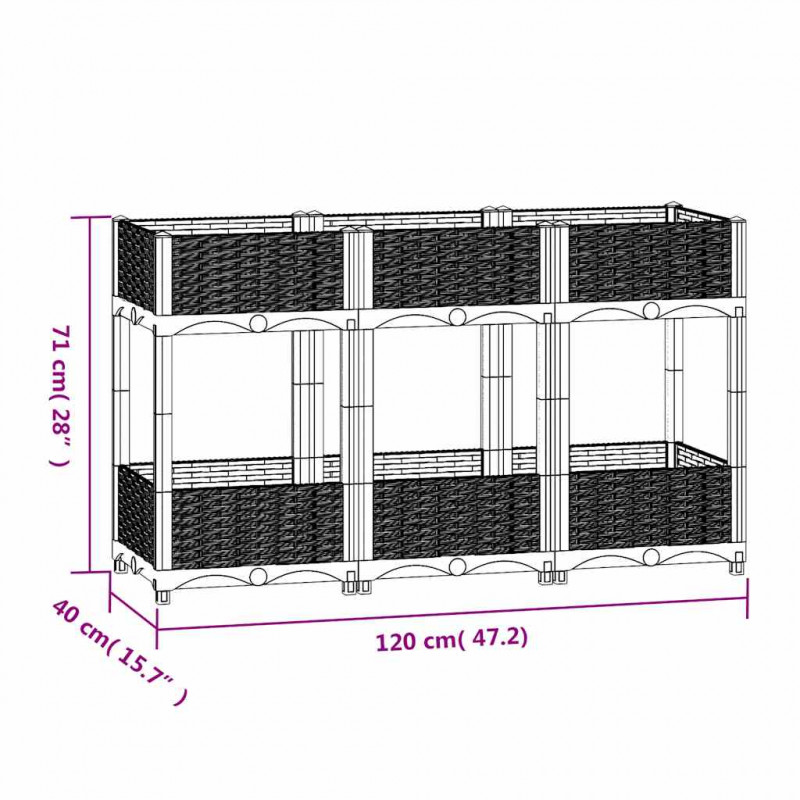 Donica do podwyższonej rabaty, 120x40x71 cm, polipropylen