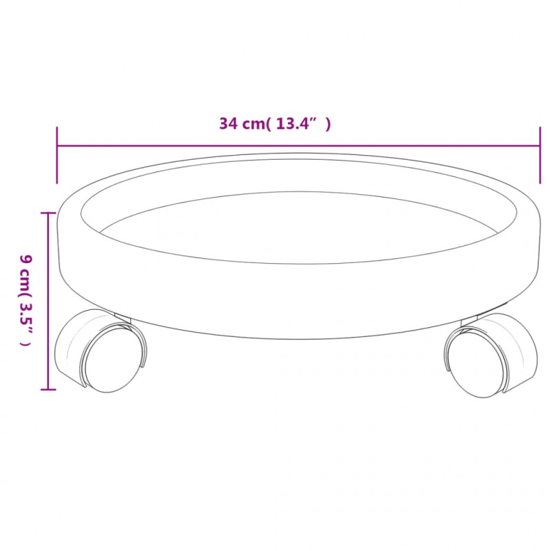 Podstawki pod donicę, z kółkami, 2 szt., szare, 34 cm, 35 kg