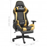 Obrotowy fotel gamingowy z podnóżkiem, złoty, PVC