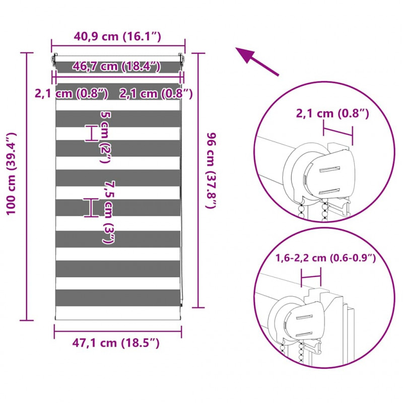 Roleta Zebra (40 x 100 cm) Kawowa