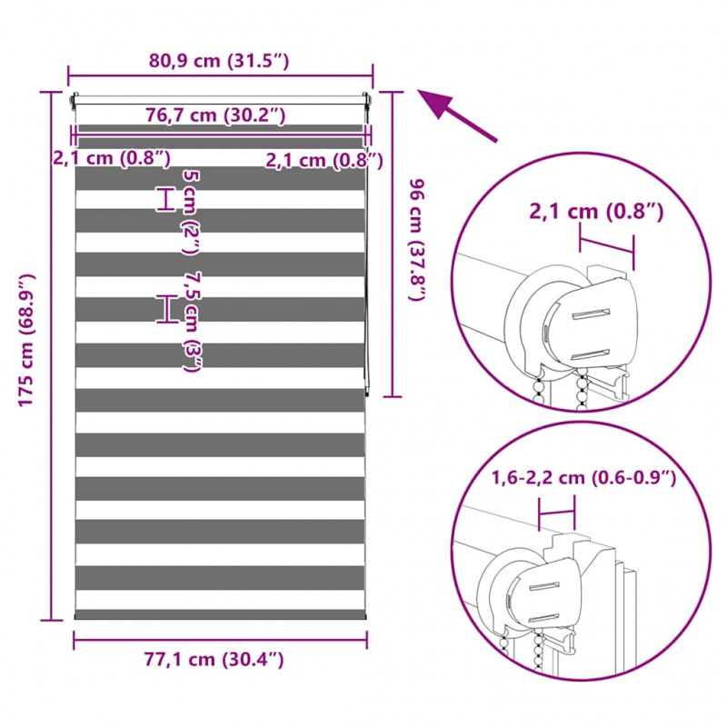 Roleta Zebra (80 x 175 cm) Szara