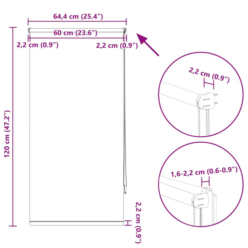 Roleta przeciwsłoneczna 60 x 120 cm Szara