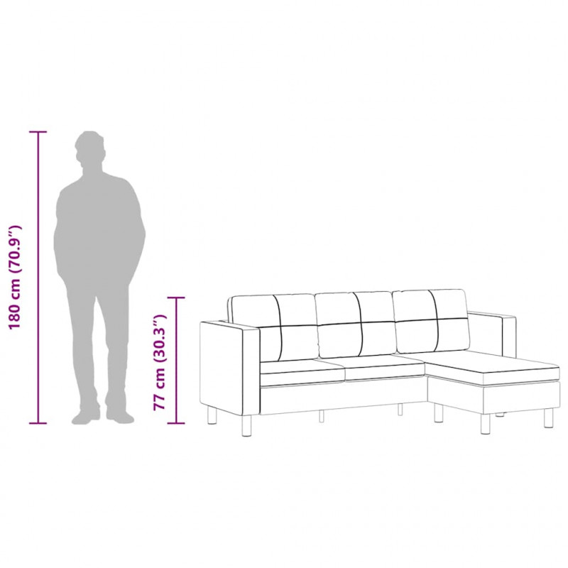 Sofa 3-osobowa, skóra syntetyczna, czarna