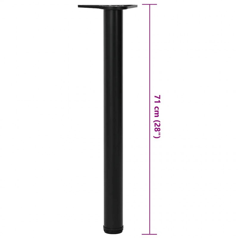 4 Nogi do stołu z regulacją wysokości Czarne 710 mm