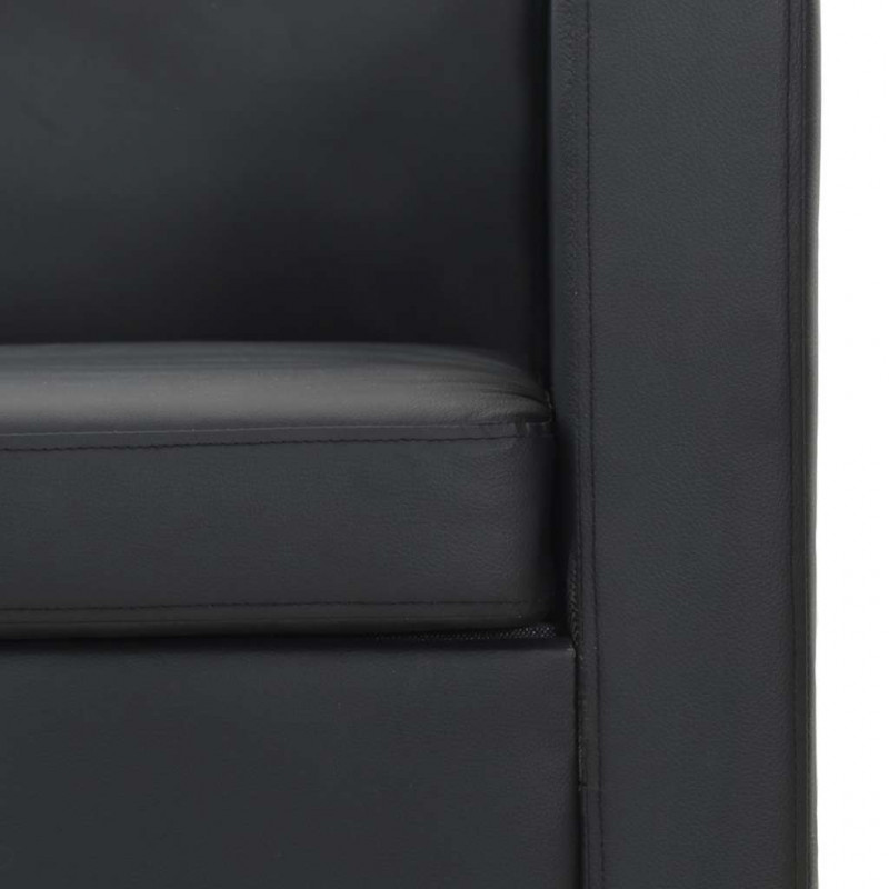Sofa 3-osobowa ze skóry syntetycznej, czarna