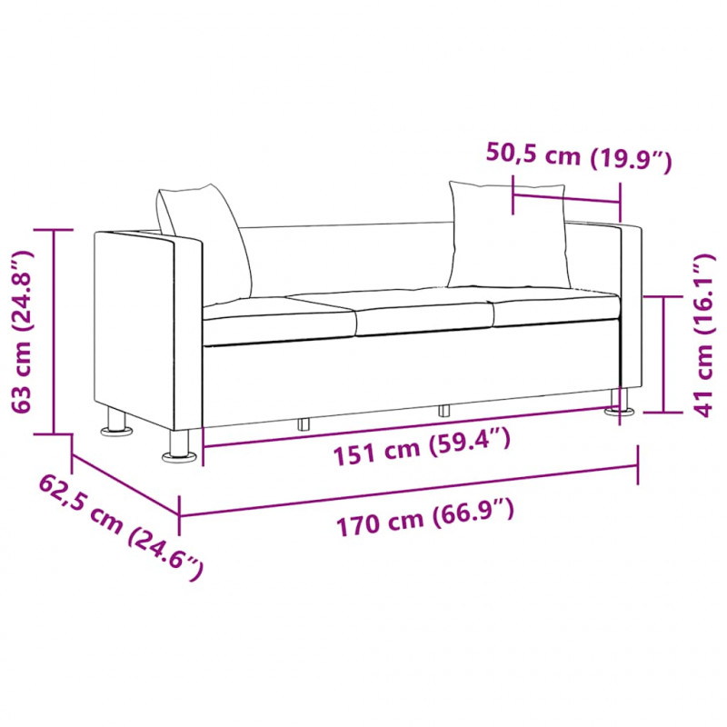 Sofa 3-osobowa ze skóry syntetycznej, czarna