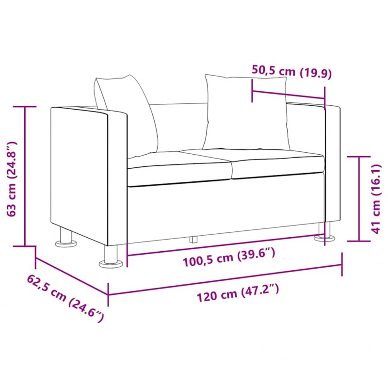Sofa 2-osobowa ze skóry syntetycznej, czarna