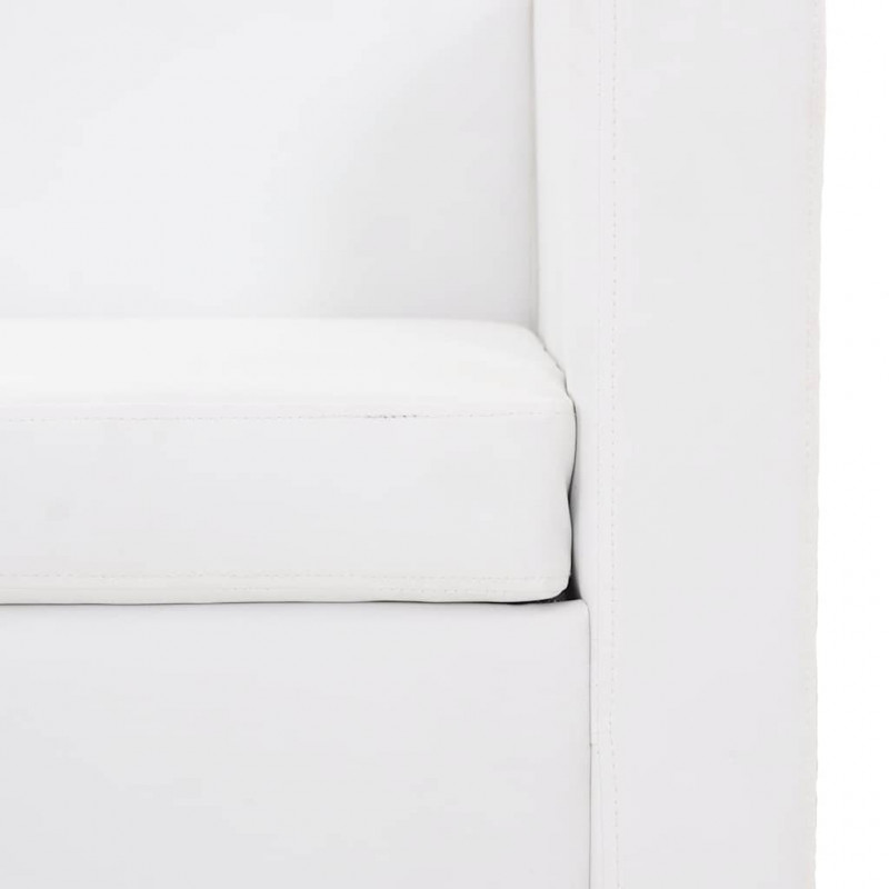 Sofa 3-osobowa ze skóry syntetycznej, biała