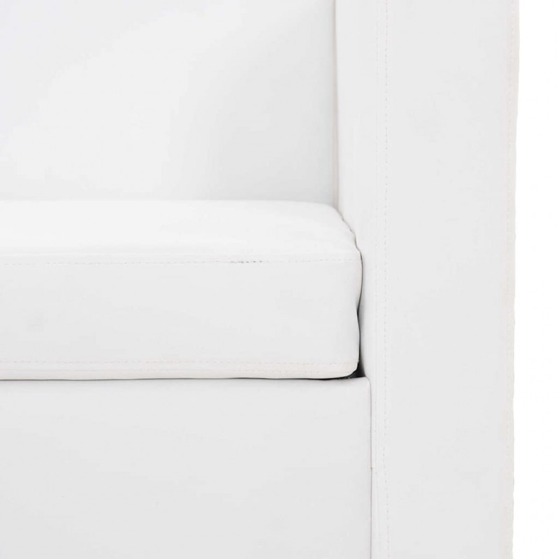 Sofa 2-osobowa ze skóry syntetycznej, biała