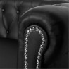 Sofa 2-osobowa w stylu Chesterfield, sztuczna skóra, czarna