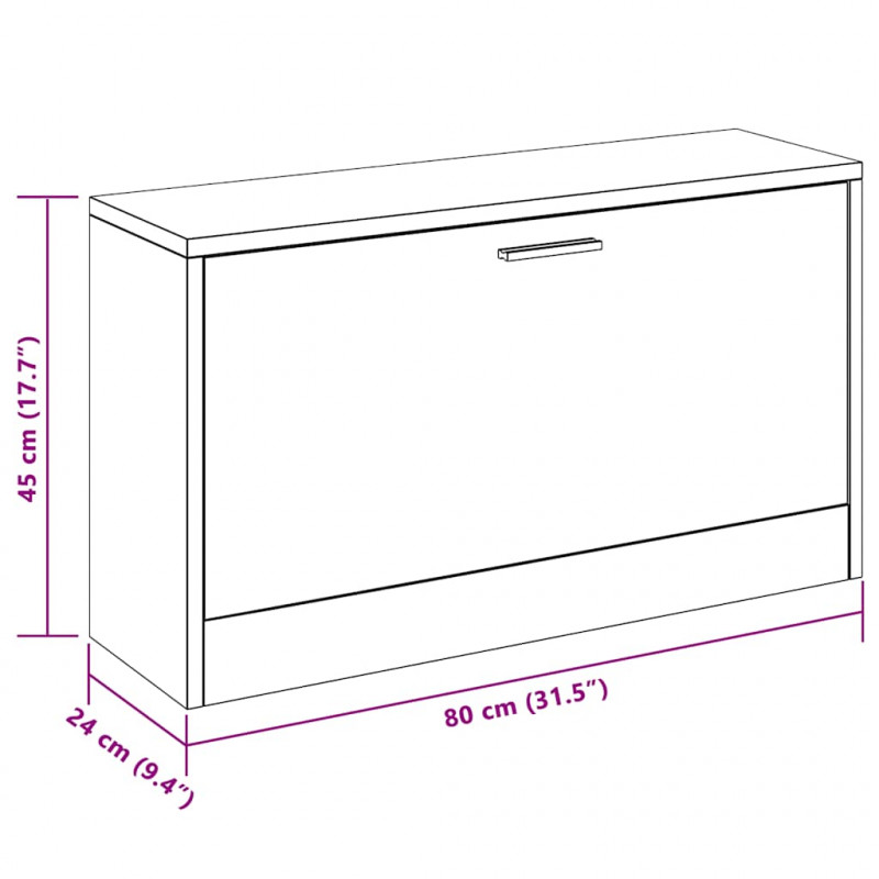 Szafka na buty 80x24x45 cm biała
