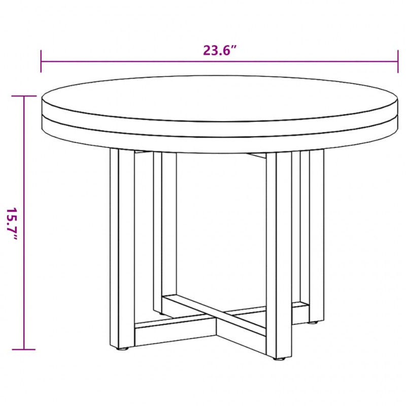 Stolik kawowy z drewna tekowego i żywicy, okrągły, 60 cm