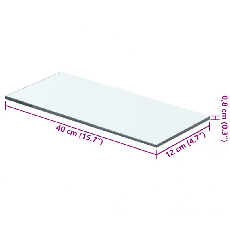 Szklany, bezbarwny panel, 40x12 cm