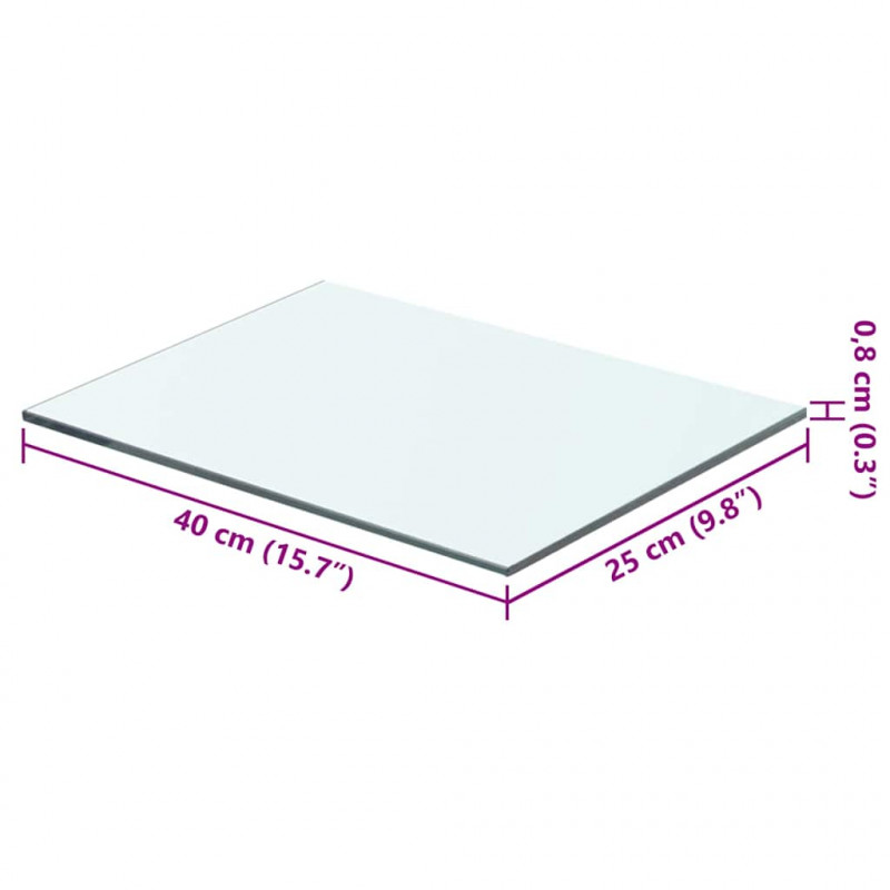 Szklany, bezbarwny panel, 40x25 cm